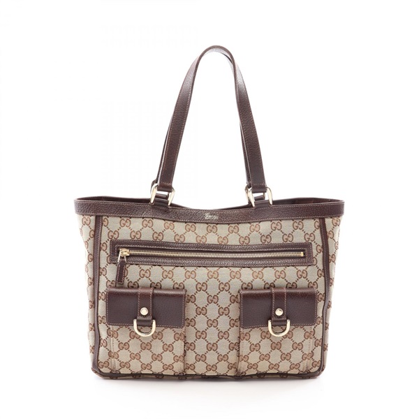 GUCCI Abbey GG canvas Tote Shoulder Handbag 146247 canvas leather Beige Used