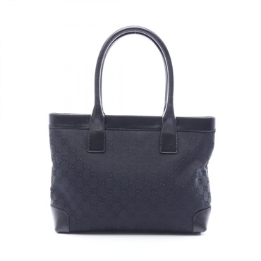 GUCCI GG canvas Tote Shoulder Handbag canvas leather Black Used Women