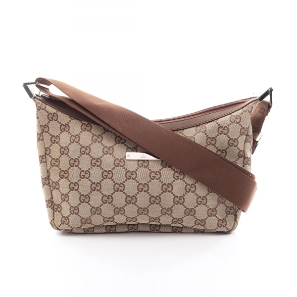 GUCCI GG canvas Shoulder Crossbody Bag canvas leather Beige Brown Used Women