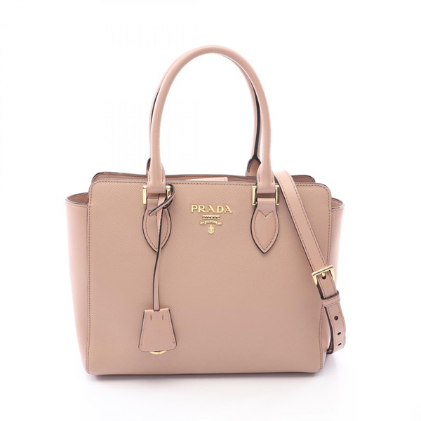 PRADA logo tote shoulder crossbody Handbag Saffiano leather Pink Used Women