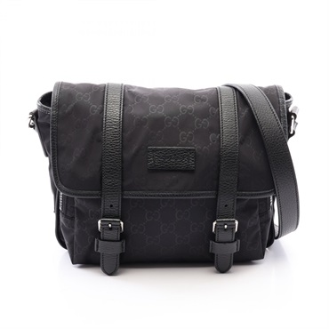 GUCCI GG nylon Shoulder Crossbody Bag 510335 Nylon leather Black Used Women