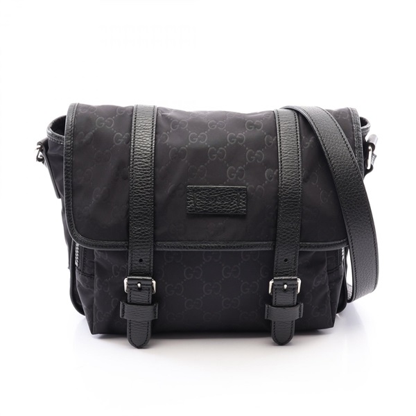 GUCCI GG nylon Shoulder Crossbody Bag 510335 Nylon leather Black Used Women