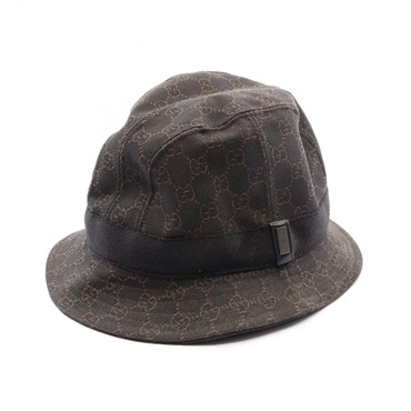 GUCCI GG canvas Bucket Hat cotton Brown Black Used mens size XL