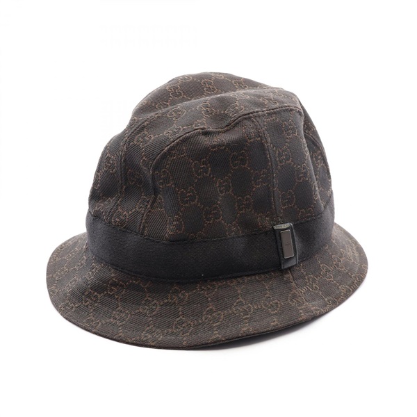 GUCCI GG canvas Bucket Hat cotton Brown Black Used mens size XL