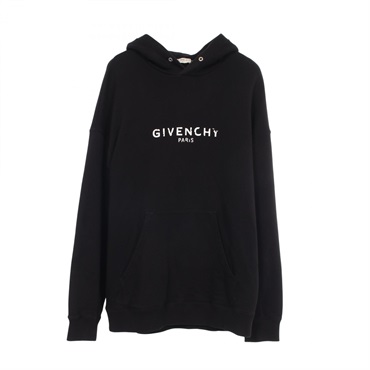 GIVENCHY Logo print Vintage finish Hoodie Sweatshirt cotton Black Used size L