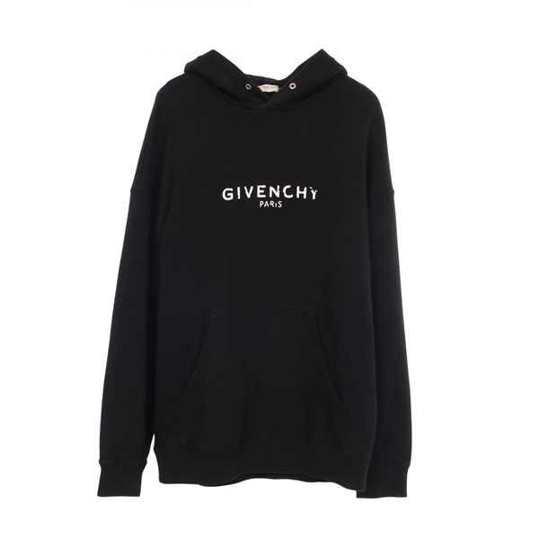 GIVENCHY Logo print Vintage finish Hoodie Sweatshirt cotton Black Used size L