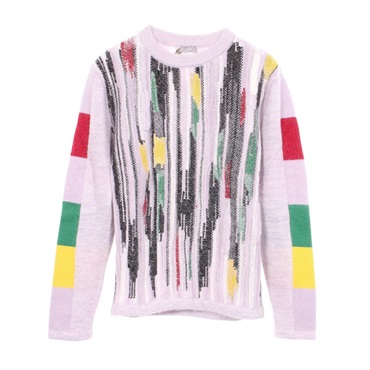 Christian Dior Peter Doig Stripe Sweater Mohair Nylon Purple Multicolor Used #M