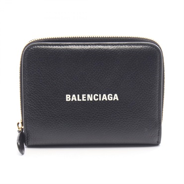 BALENCIAGA bi-fold wallet purse leather Black Used mens
