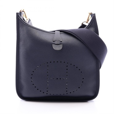 HERMES Evelyne 3 Trois PM Shoulder Bag 056277CC Clemence leather Navy Used GHW C