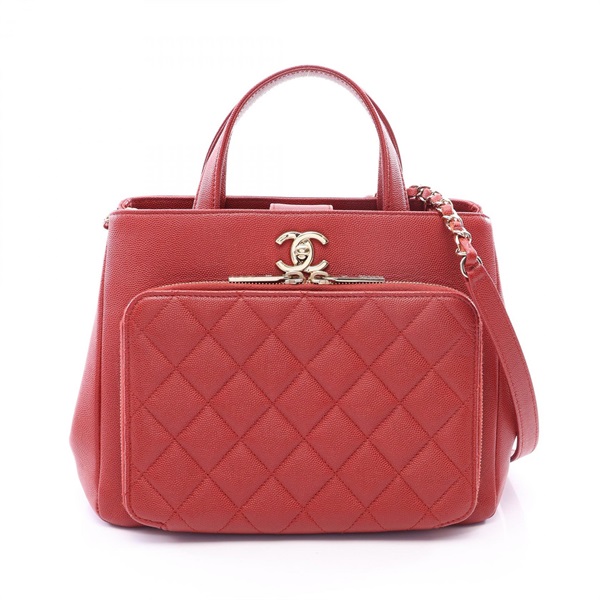 CHANEL Business Affinity Matelasse Shoulder Handbag Calf leather Bordeaux Used