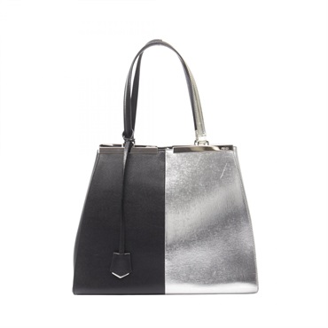 FENDI Toujours Tote Shoulder Handbag 8BH272 leather Black Silver Used Women