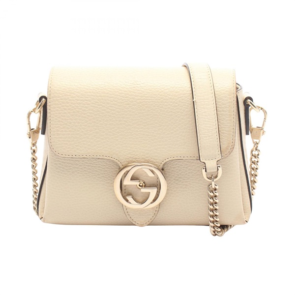 GUCCI Interlocking G Shoulder Crossbody Bag 607720 leather Beige Used Women