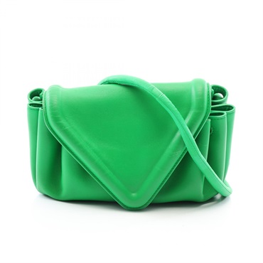 BOTTEGA VENETA BEAK Small Shoulder Crossbody Bag leather Green Used Women