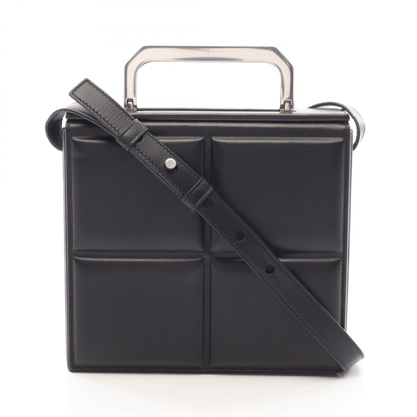 BOTTEGA VENETA Square Shoulder Crossbody Handbag leather Black Used Women