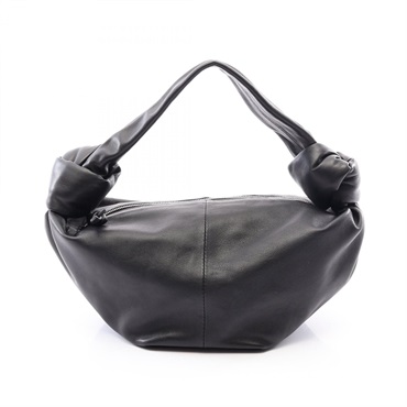 BOTTEGA VENETA Double Knot Mini Handbag Pouch Purse leather Black Used Women