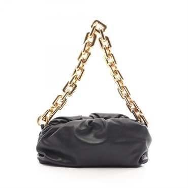 BOTTEGA VENETA The Chain Pouch Shoulder Bag Purse leather Black Used Women