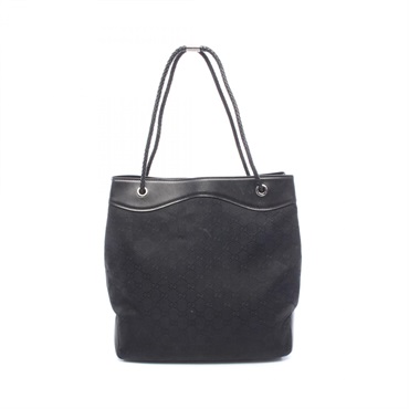 GUCCI GG canvas Tote Shoulder Bag 109141 canvas leather Black Used Women