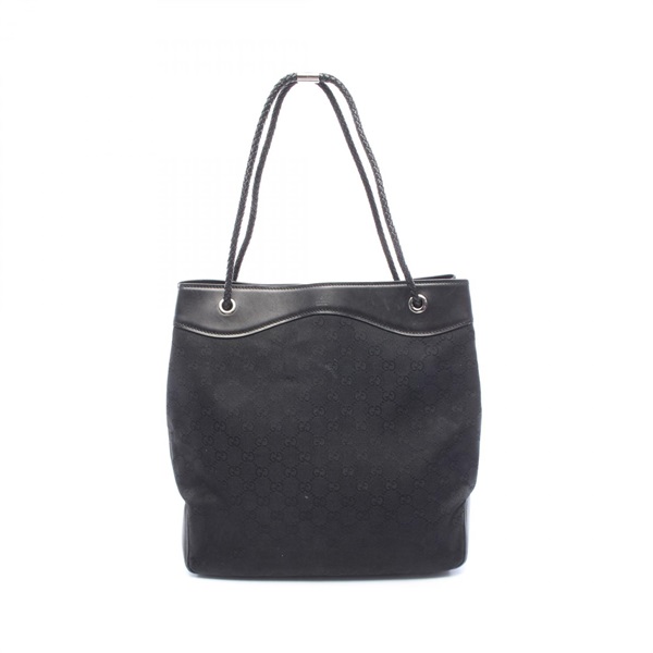 GUCCI GG canvas Tote Shoulder Bag 109141 canvas leather Black Used Women