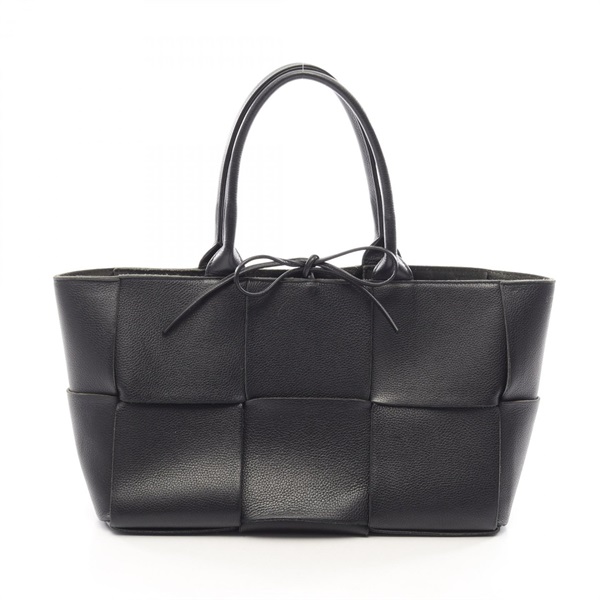 BOTTEGA VENETA Arco Maxi Intrecciato Tote Handbag leather Black Used Women