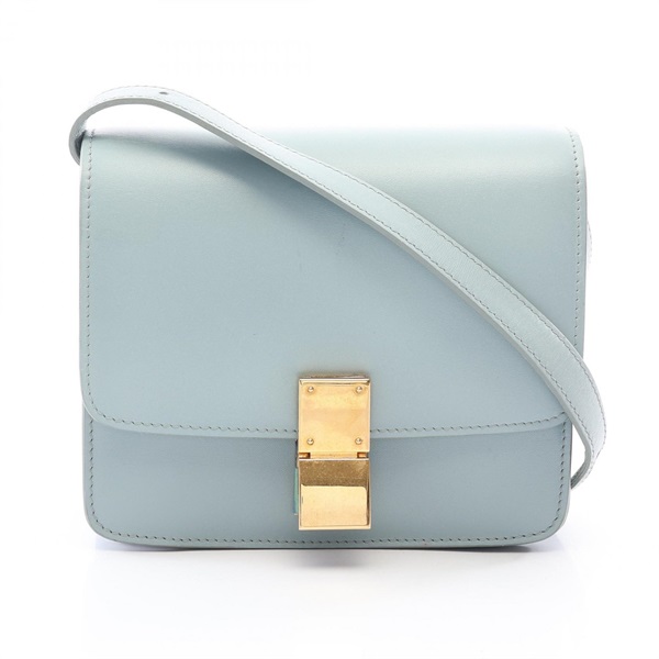 CELINE Classic Small Shoulder Crossbody Bag leather Blue GHW Used Women