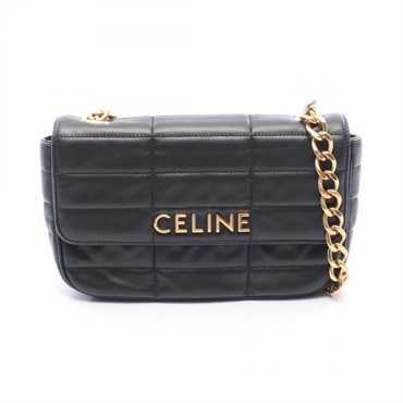 CELINE monochrome Shoulder Handbag 111273 leather Black Used Women