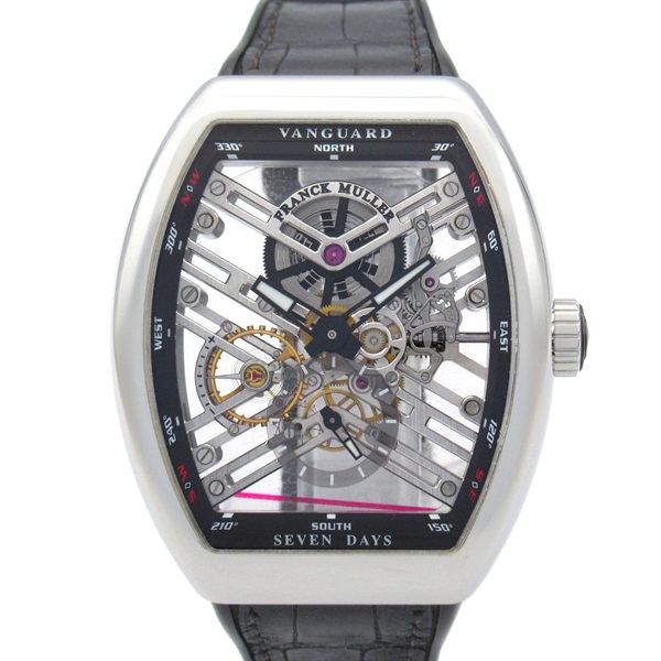 FRANCK MULLER Vaguard 7 Days Power Reserve Wrist Watch V45S6SQT hand-rolled Stainless Steel rubber l
