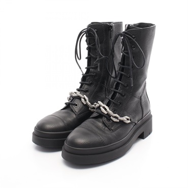 JIMMY CHOO Nari boots #38 lace-up chain leather Black Used Women