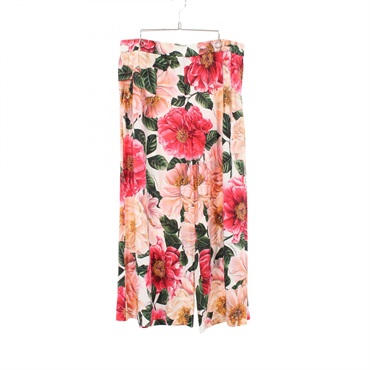 DOLCE GABBANA Floral Pants Trousers #50 Rayon White Multicolor Used Women