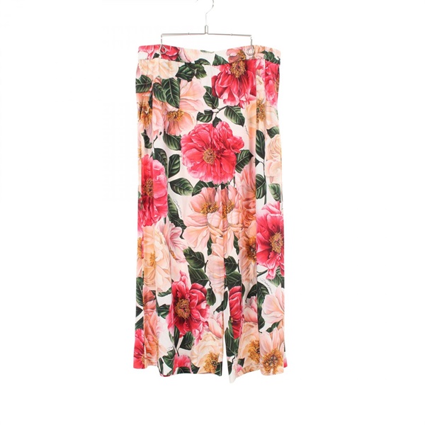 DOLCE GABBANA Floral Pants Trousers #50 Rayon White Multicolor Used Women