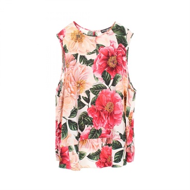 DOLCE GABBANA Floral Sleeveless Shirt Top #48 Rayon White Multicolor Used
