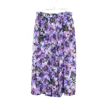 DOLCE GABBANA Floral Wide Pants Trousers #50 silk Purple Used Women