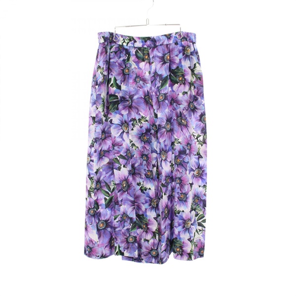 DOLCE GABBANA Floral Wide Pants Trousers #50 silk Purple Used Women