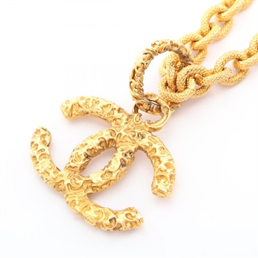 CHANEL COCO Mark Necklace Pendant Gold Plated Used women CC
