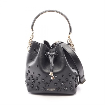 JIMMY CHOO BON BON BUCKET Shoulder Crossbody Handbag leather Black Used Women