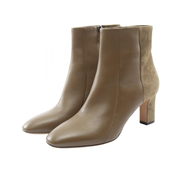 Salvatore Ferragamo short boots Heels Shoes #7 1/2 leather Suede Khaki Used