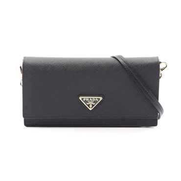 PRADA SAFFIANO Triangle Logo Shoulder crossbody Bag 1NF059 leather Black Used