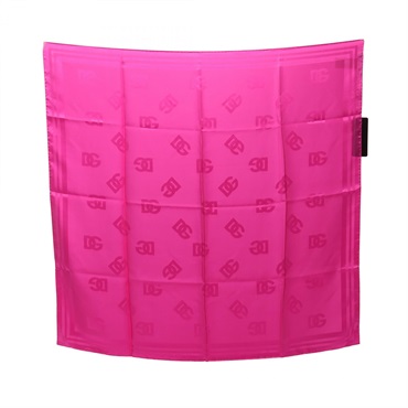 DOLCE GABBANA Logo Sqare Scarf Stole Wrap silk Pink Preowned Women