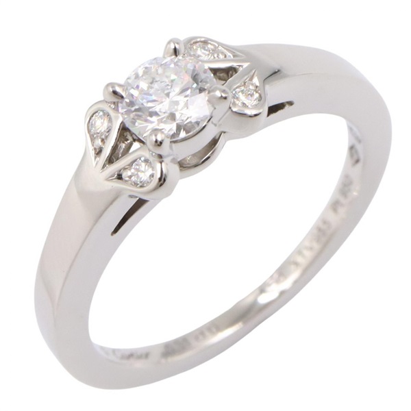 CARTIER Ballerina Solitaire Ring Pt950 Platinum Used women US size US 5 #50