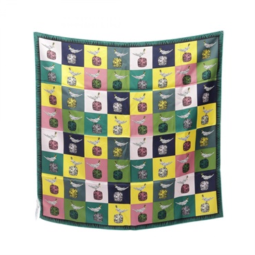TIFFANY＆CO Schlumberger Bird on a Rock Scarf Stole silk Green Multicolor Used