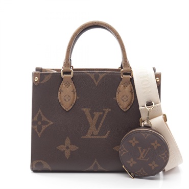 LOUIS VUITTON On the Go PM shoulder crossbody Handbag M46373 canvas brown used