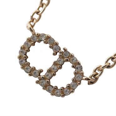 Christian Dior Clair D Lune Necklace pendant Gold Plated Rhinestone Used