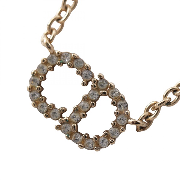 Christian Dior Clair D Lune Necklace pendant Gold Plated Rhinestone Used