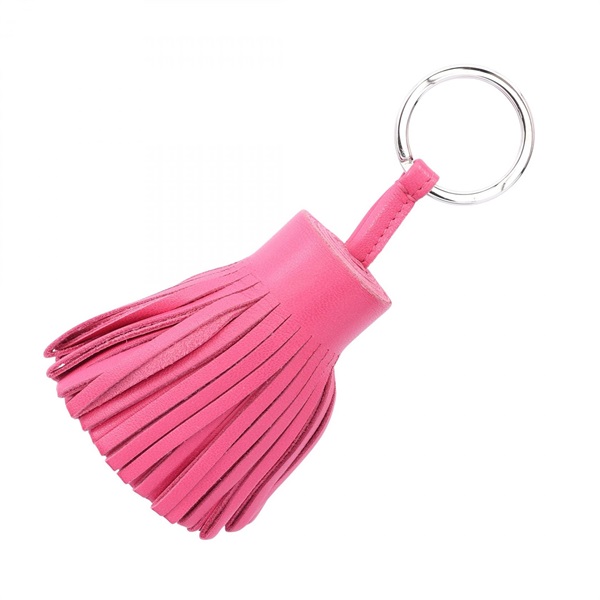 HERMES Carmen Bag Charm Agneau Milo leather Rose Shocking SHW Used Women