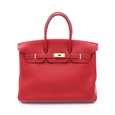 HERMES Birkin 35 Handbag Clemence leather Rouge Vif Red GHW Used Women I