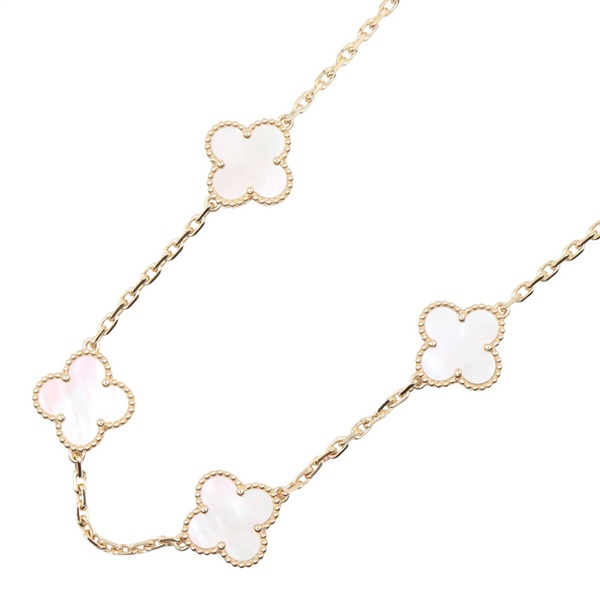 Van Cleef Arpels Vintage Alhamb 10P Necklace 18KYG Gold Mother of pearl Gold