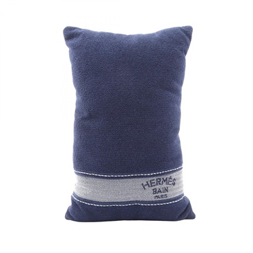 HERMES Yachting Beach Cushion Pillow cotton Navy Used unisex