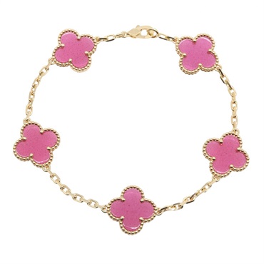 Van Cleef Arpels Vintage Alhambra Bracelet VCARPQZI00 18YG enamel Pink Women