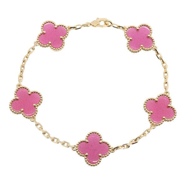Van Cleef Arpels Vintage Alhambra Bracelet VCARPQZI00 18YG enamel Pink Women