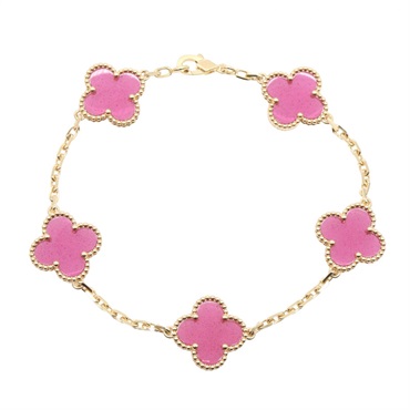 Van Cleef Arpels Vintage Alhambra Bracelet VCARPQZI00 18KYG Enamel Pink Women