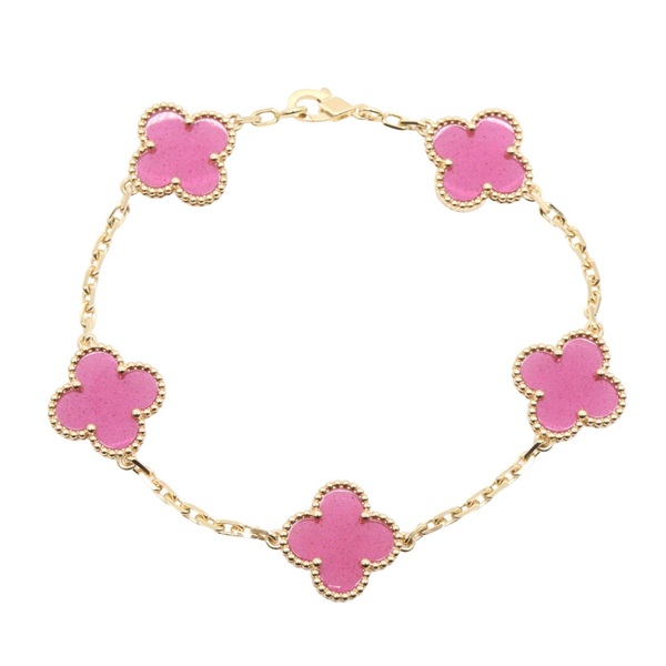 Van Cleef Arpels Vintage Alhambra Bracelet VCARPQZI00 18KYG Enamel Pink Women